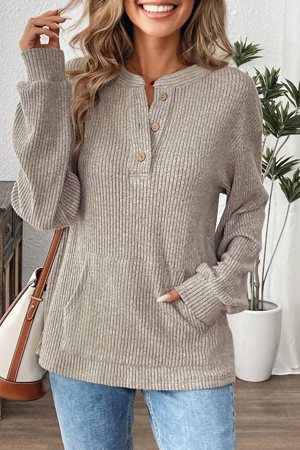 Taupe Henley Top