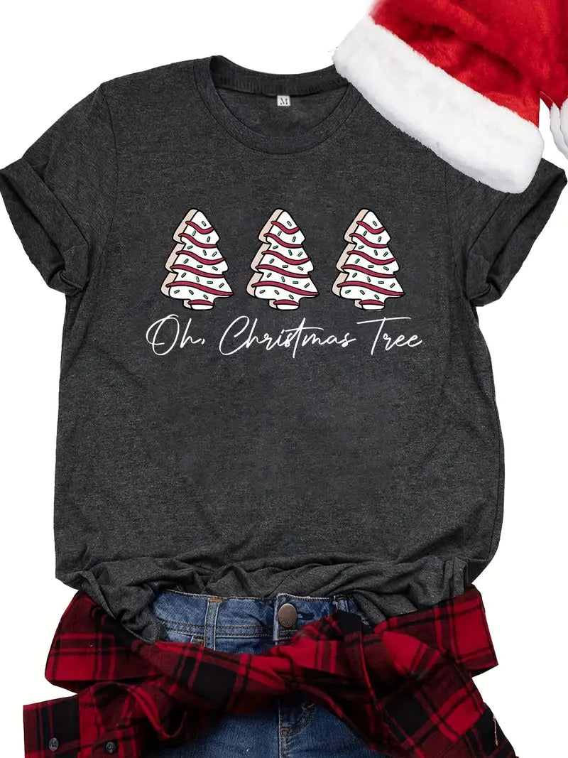 Christmas Tree Print T-shirt 1233