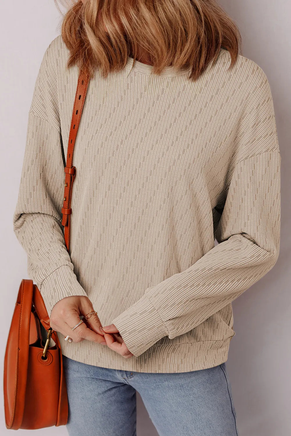 Neutral Textured Long Sleeve Top