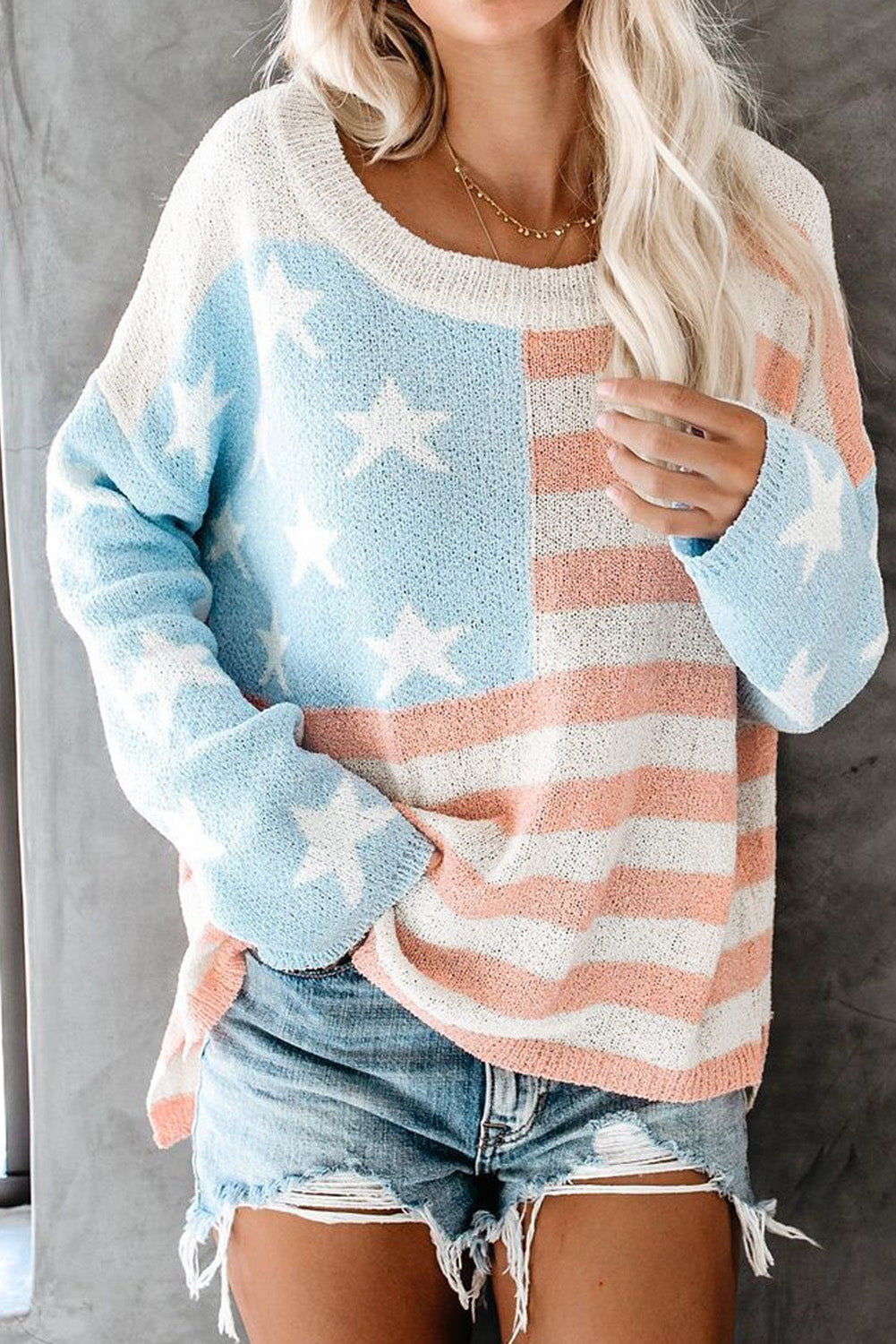 Blue US Flag Print Sweater Item NO.: 1122