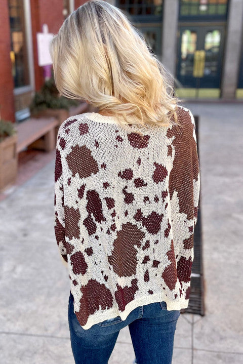 Leopard Print Side Slit Knit Sweater NO: 2476
