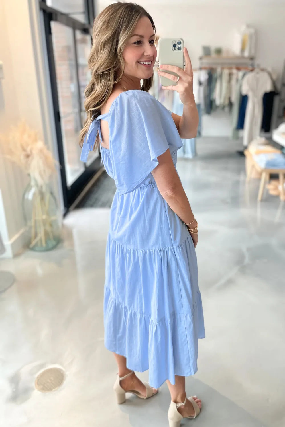 Flowy Lace Detail Square Neck Tiered Dress – Ella and Roo