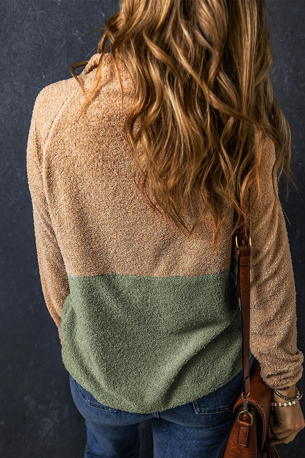 Fleece Pull Over Green & Tan