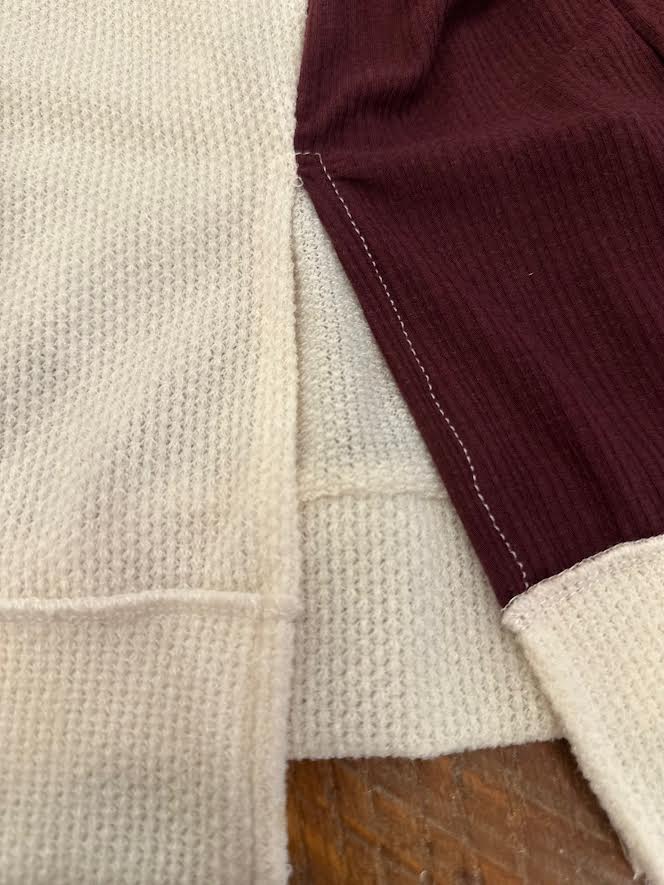 Long Sleeve White and Purple Top