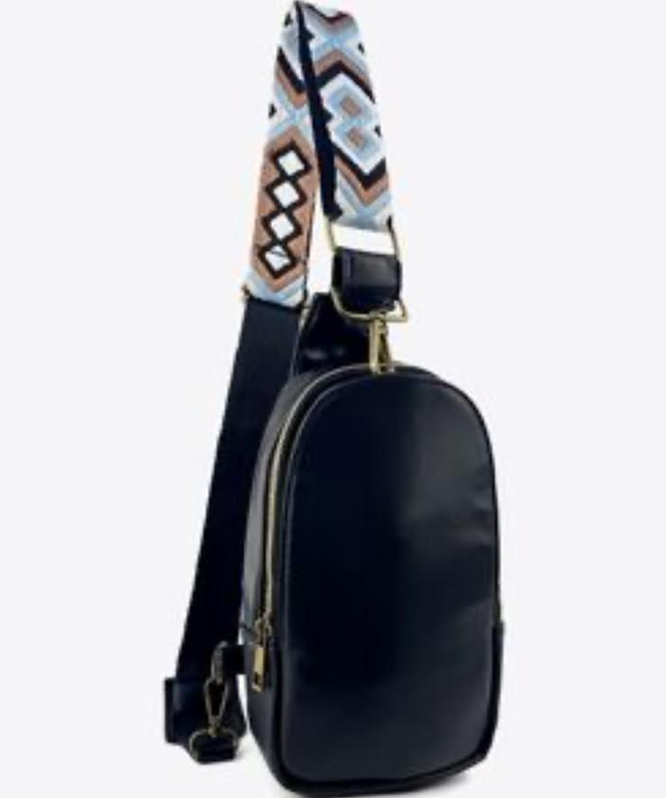 Backpack Crossbody Black with Guitar Strap