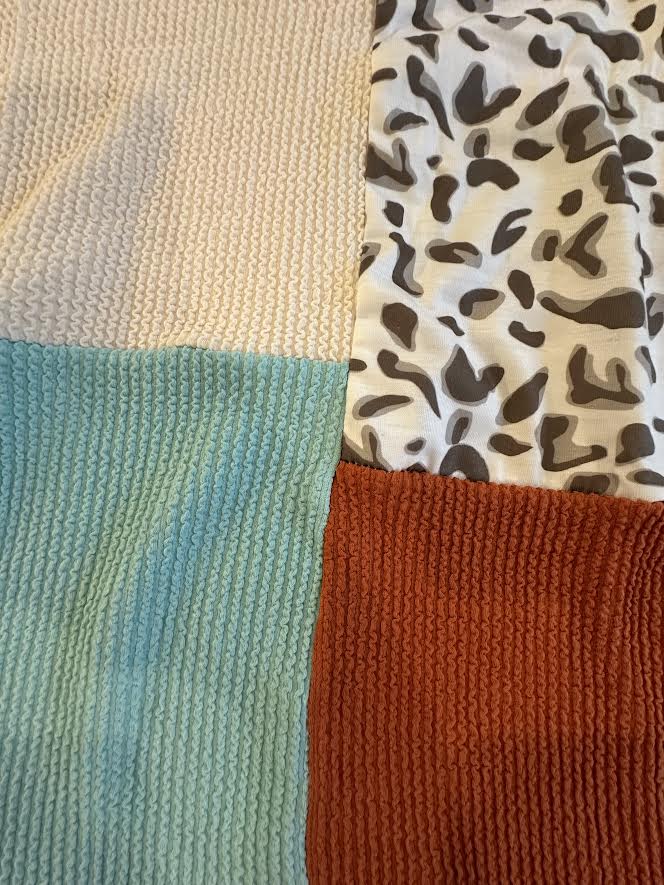 Patchwork Shirt Leopard, Orange andTeal