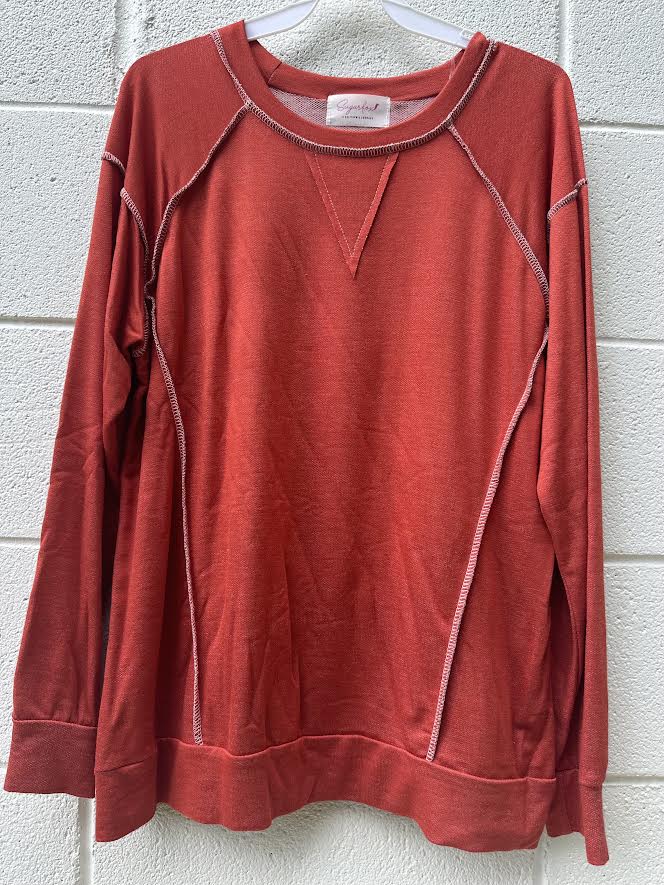 Orange Distressed Sweatshirt