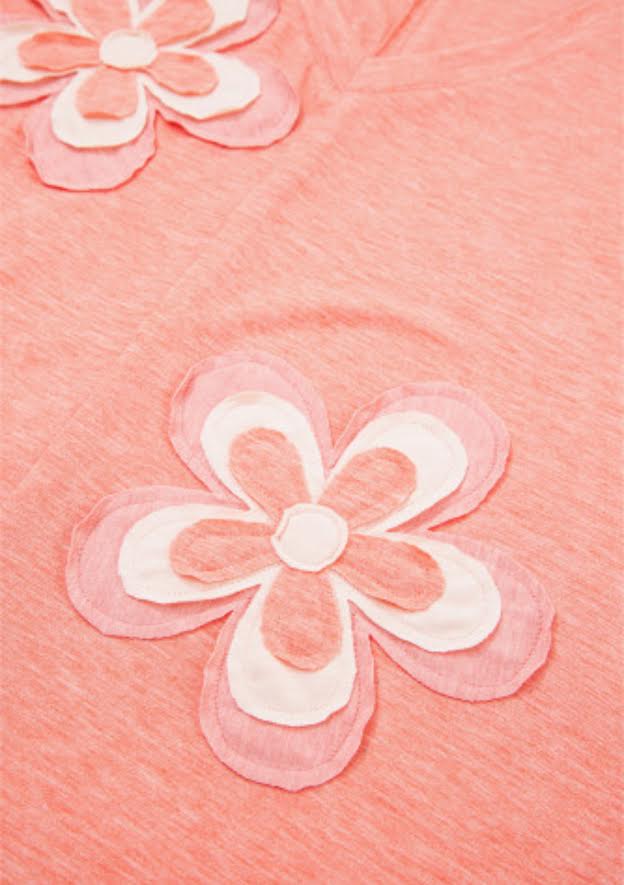 Salmon Floral Patchwork Long Sleeve