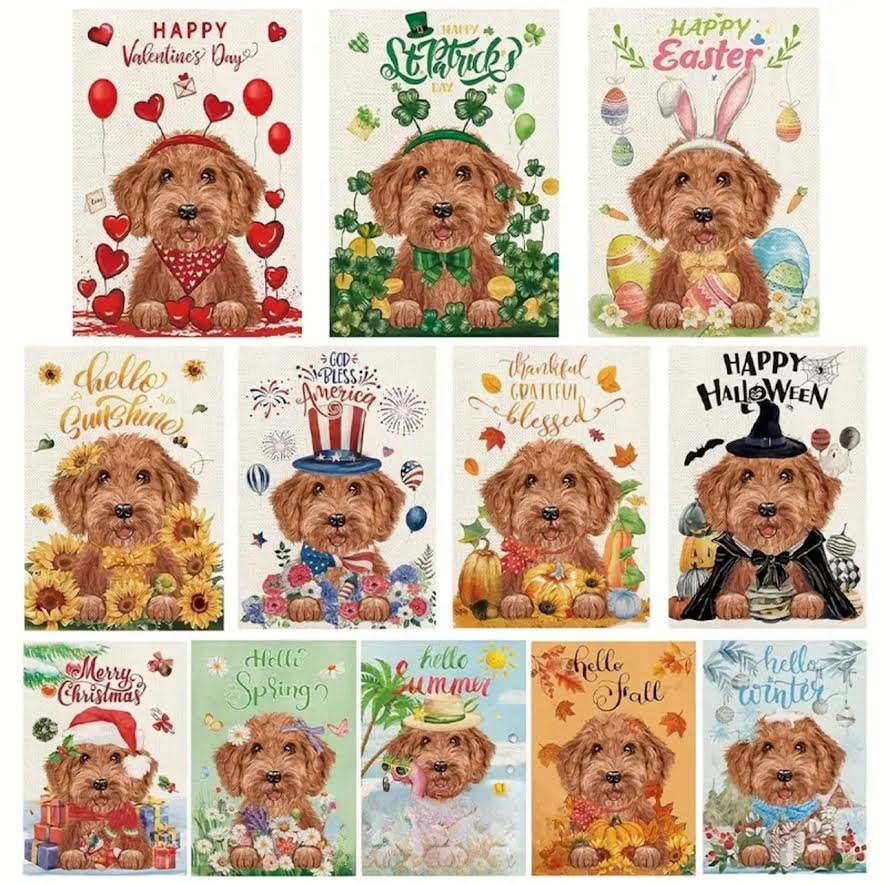 Mini Garden Flag - Doodle 12 pack
