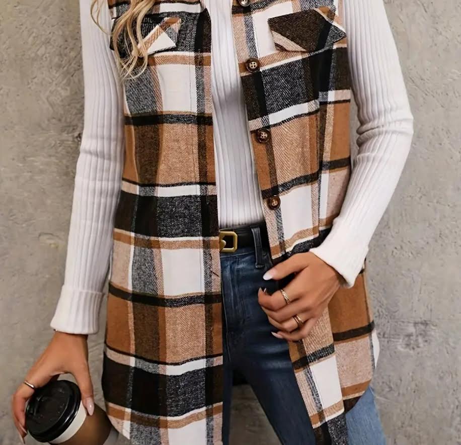 Long Plaid Vest