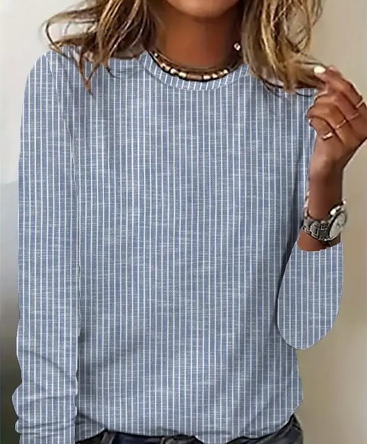 Soft Blue and White Long Sleeve Top