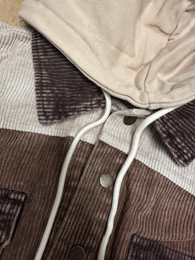 Shacket - Brown Corduroy with Hood