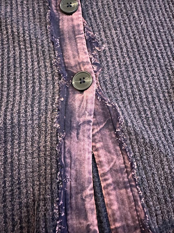 Long Sleeve Waffle Shacket with Hood - Purple/Blue
