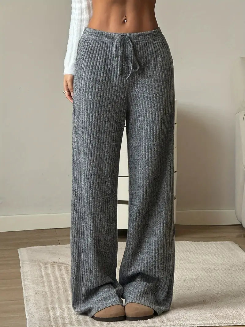 Women's Casual Striped Wide-Leg Pants with Elastic Waistband