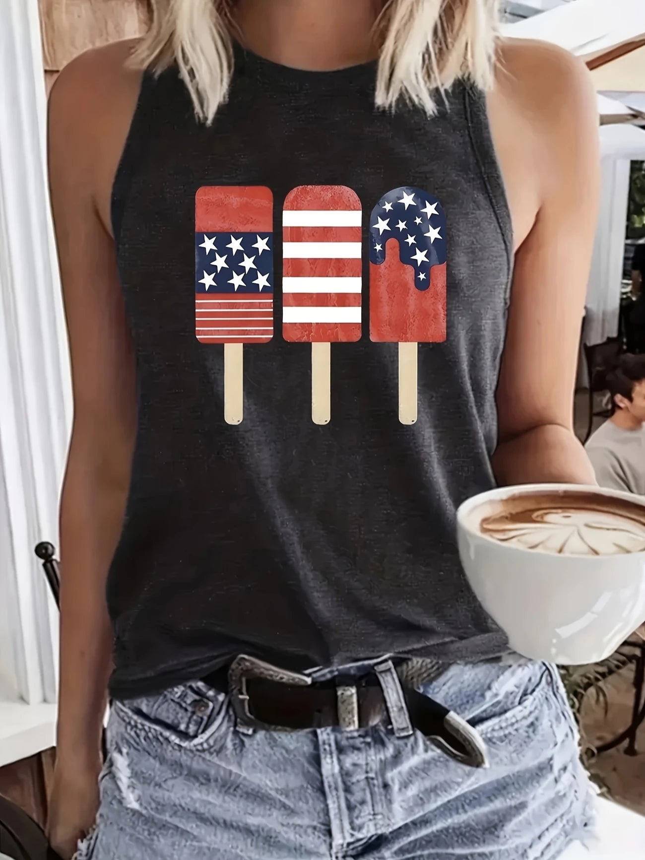 Crew Neck Patriotic Popsicle Tank