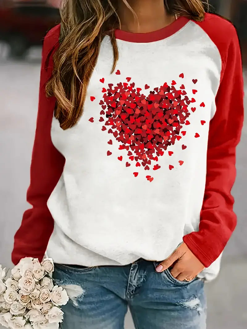 Women's Valentine's Day Heart Print Longsleeve