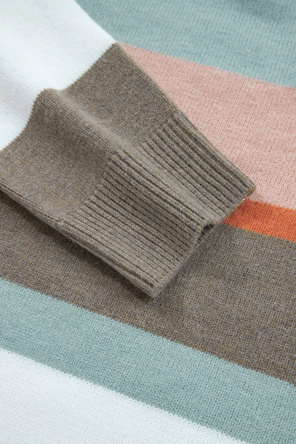 Muted Fall Striped Color Block Knit Drop Shoulder Sweater