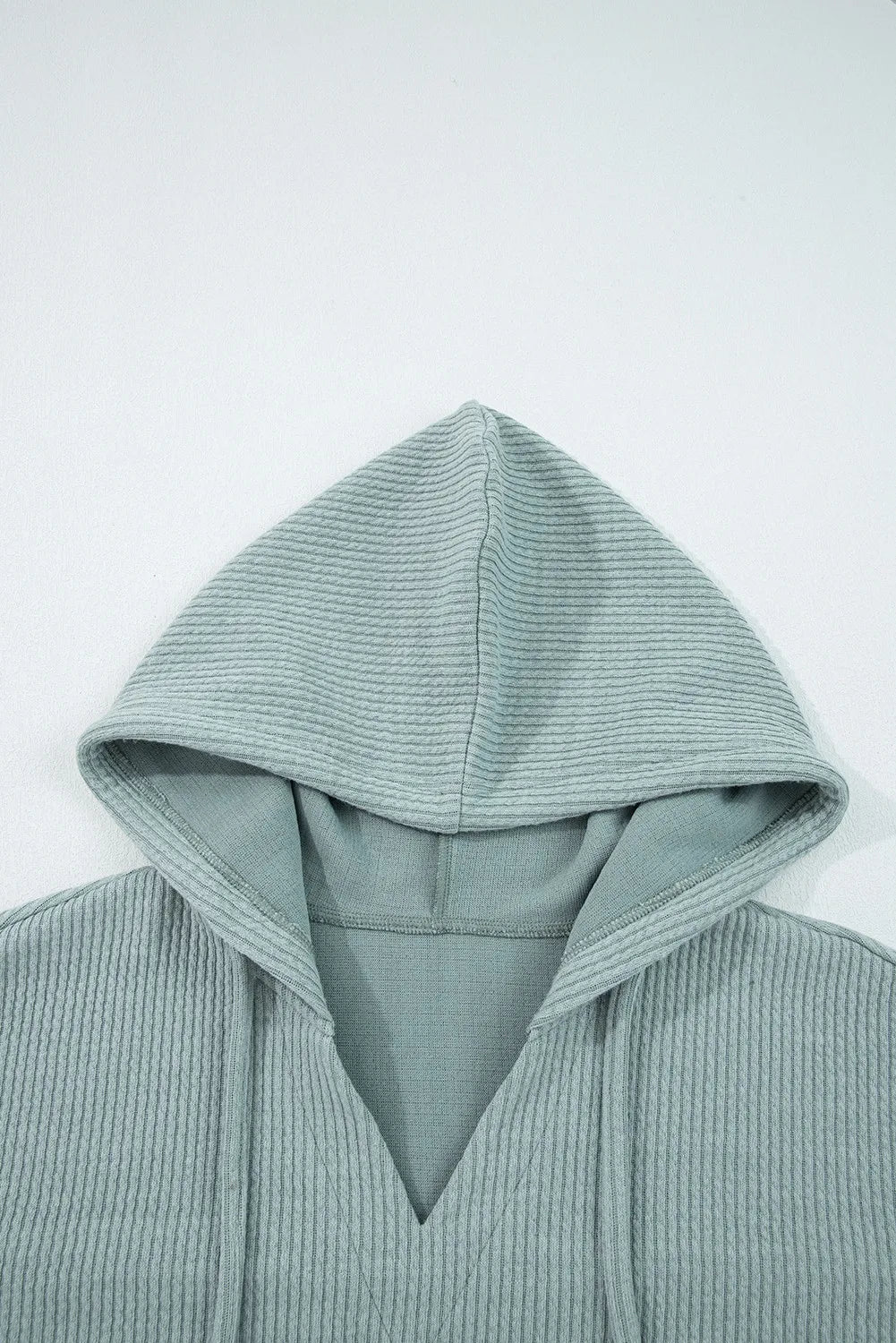 Clearly Aqua Ribbed Drop Shoulder Knit Hoodie
