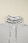 Light Grey Textured Knit Drawstring Cowl Neck Oversize Top with Side Slits