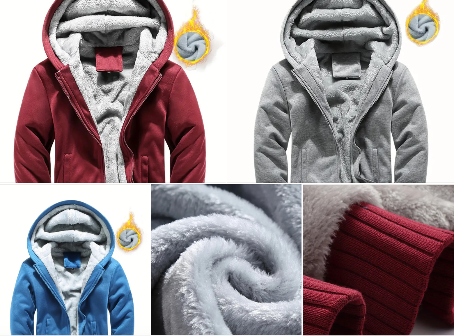 Winter Warm Fleece Zipper Hooded Jacket 1139