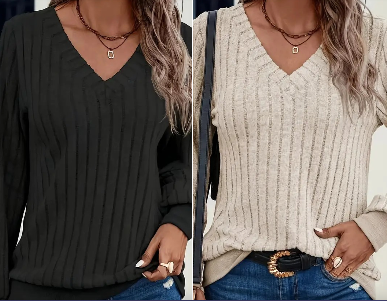 Solid Ribbed Knitted Pullover Sweater 1445