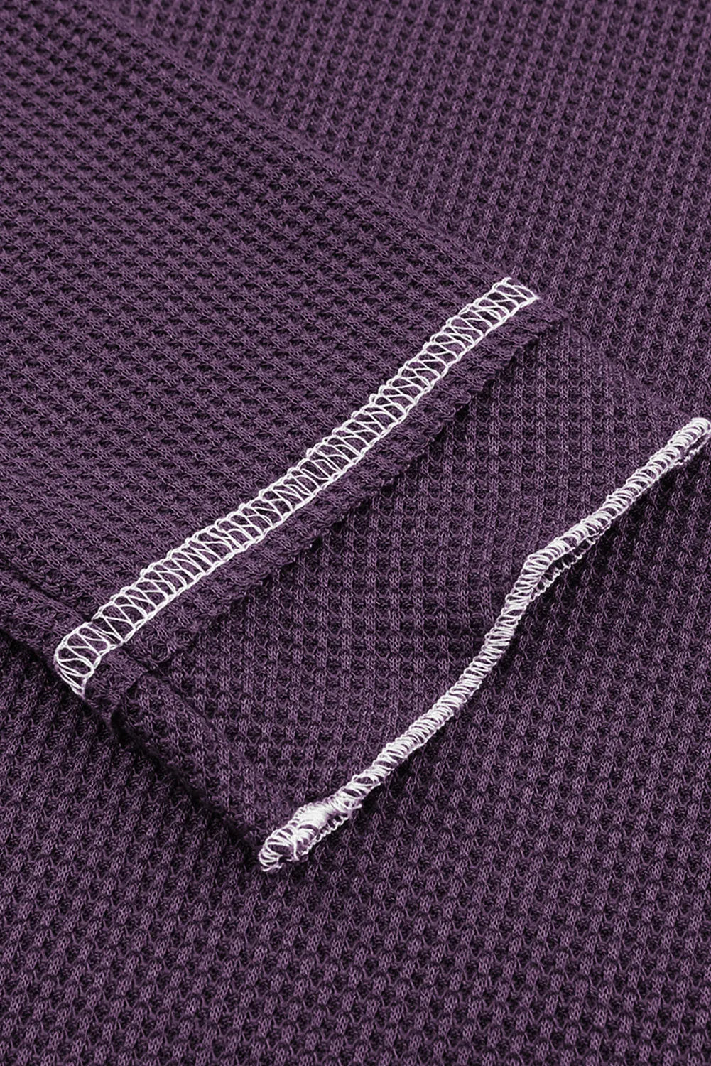 Purple Textured Round Neck Long Sleeve Top