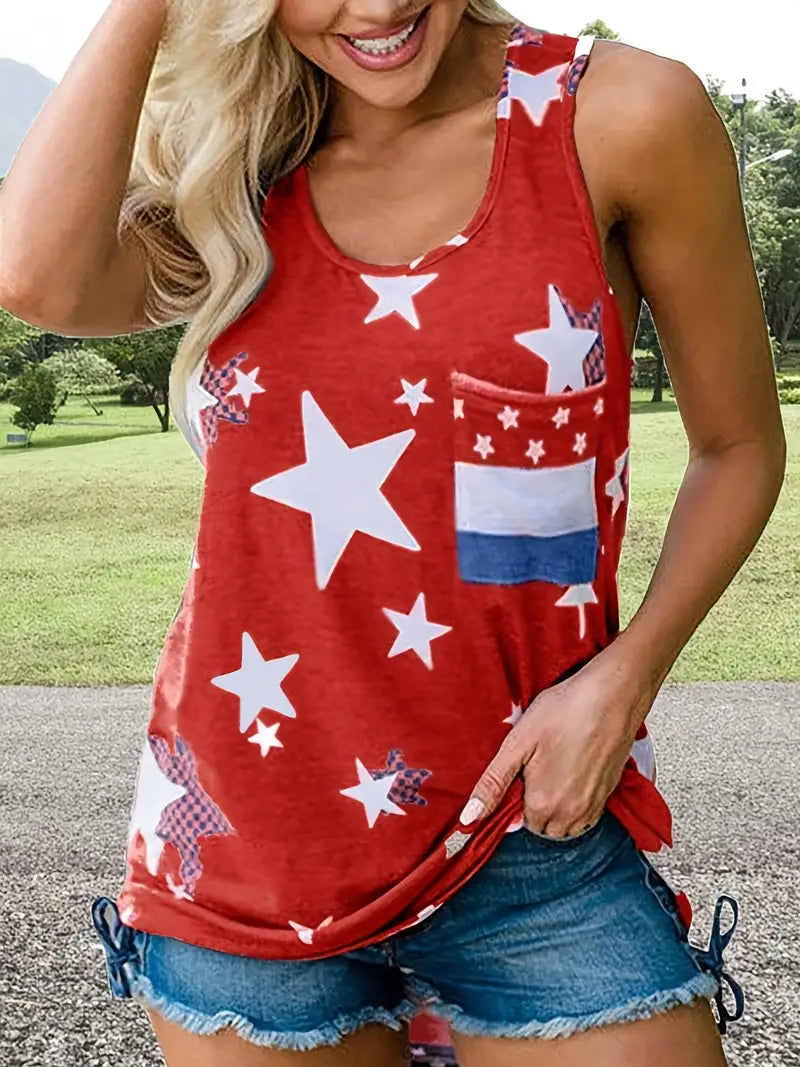 Patriotic Flag Print Tank