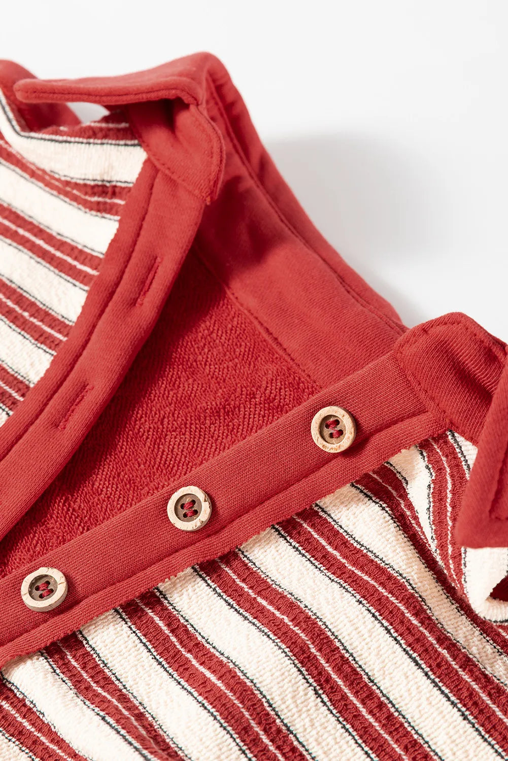 Red Stripe V neck with buttons Shirt