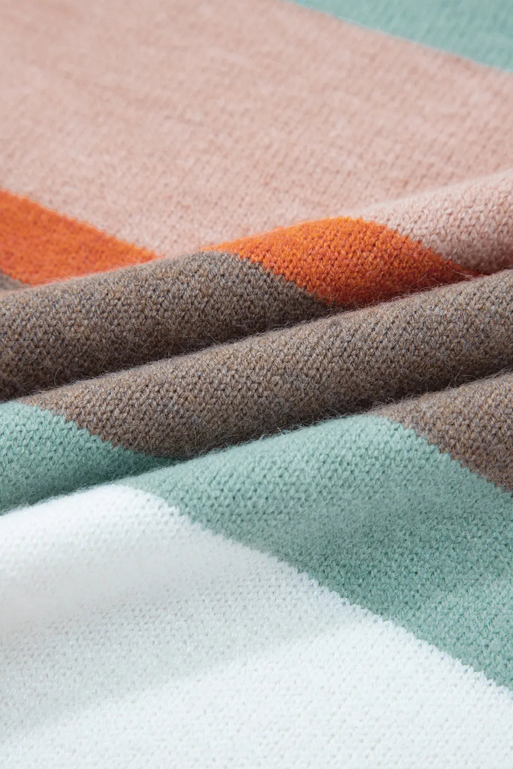 Muted Fall Striped Color Block Knit Drop Shoulder Sweater