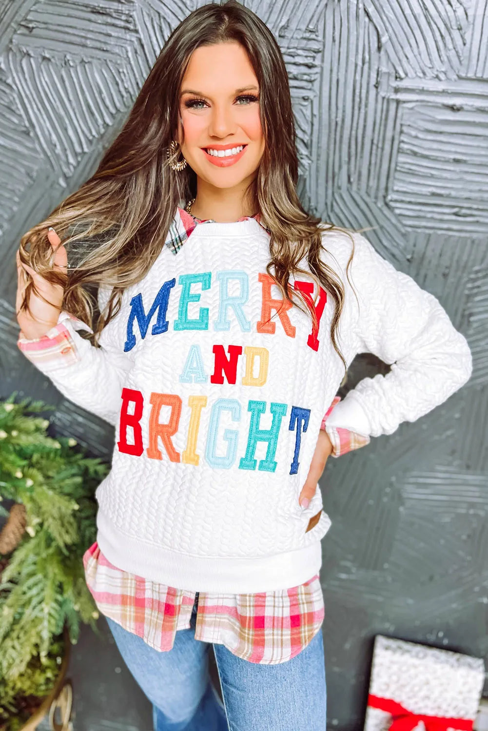 Merry And Bright Cable Knit Pullover Sweatshirt NO: 5291
