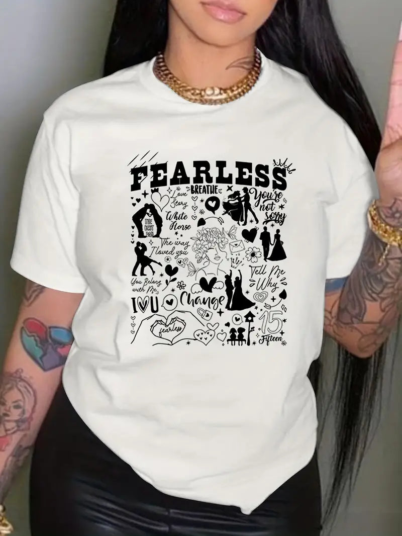 Letter Print T-Shirt 1150 Fearless