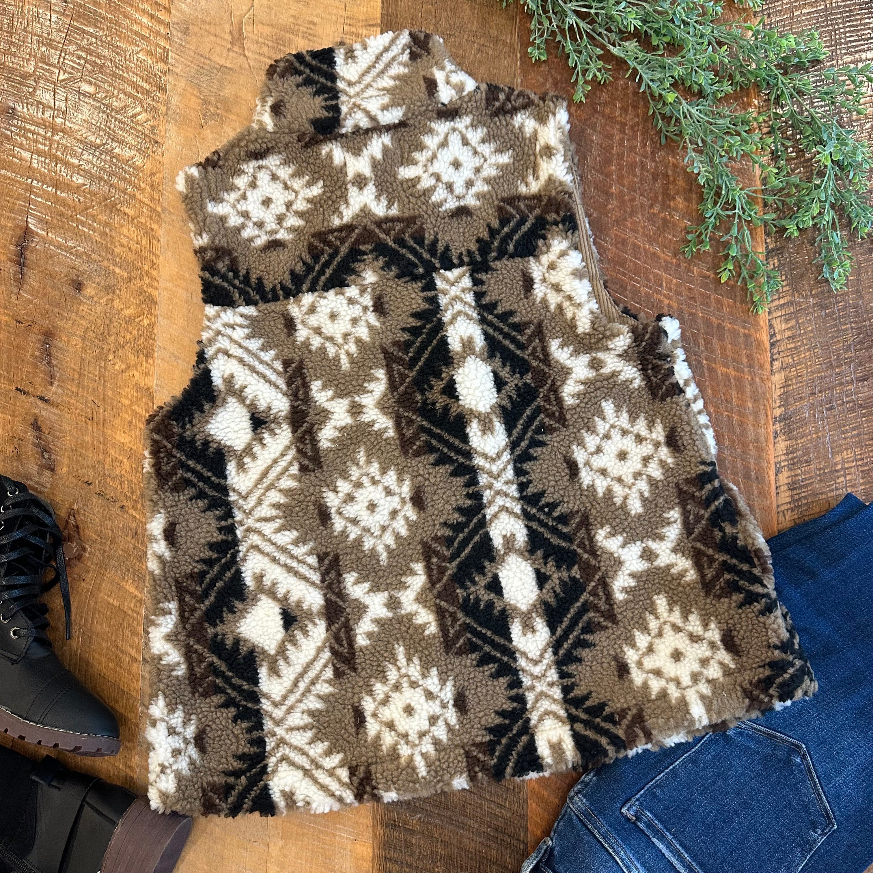 Printed casual fleece vest 0093