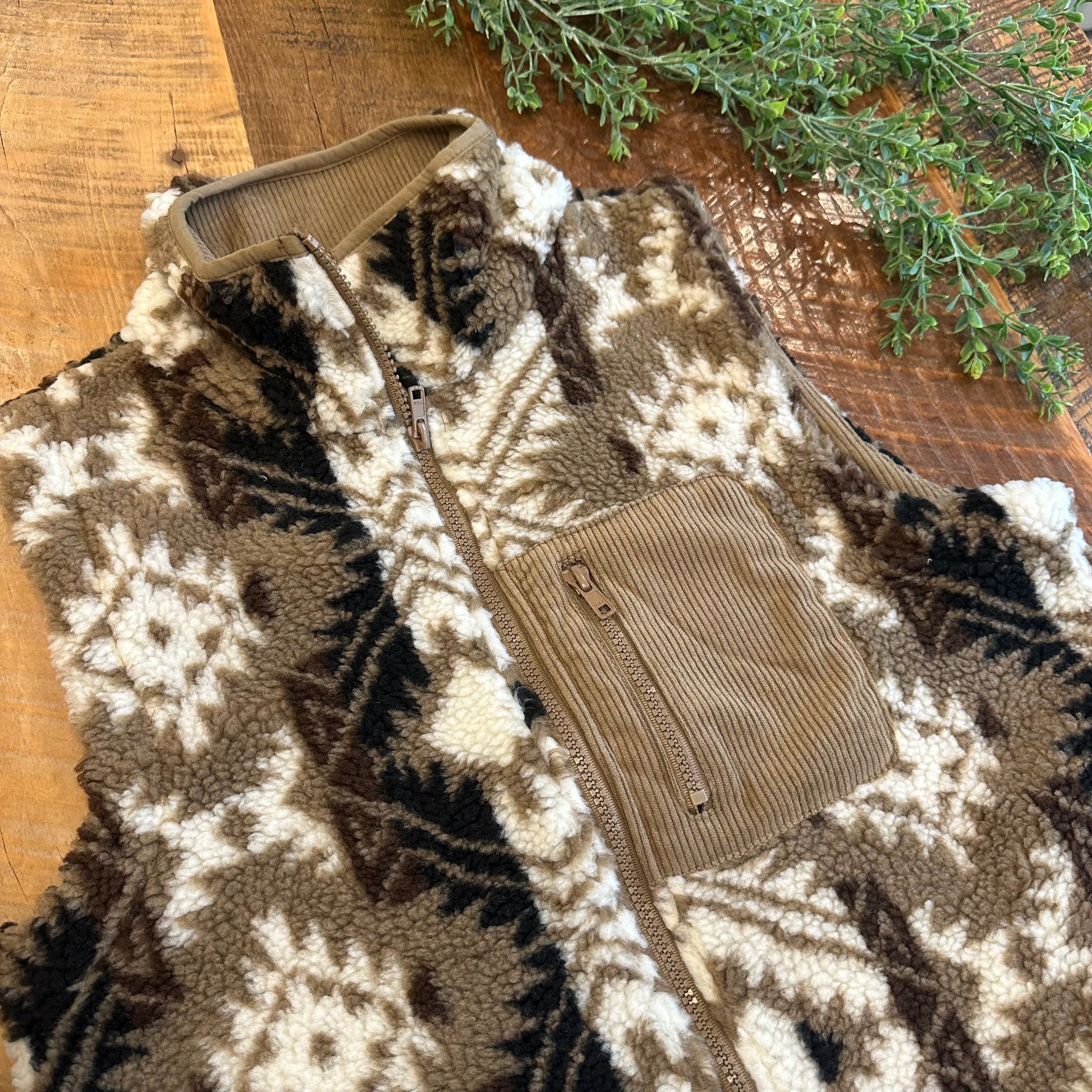 Printed casual fleece vest 0093