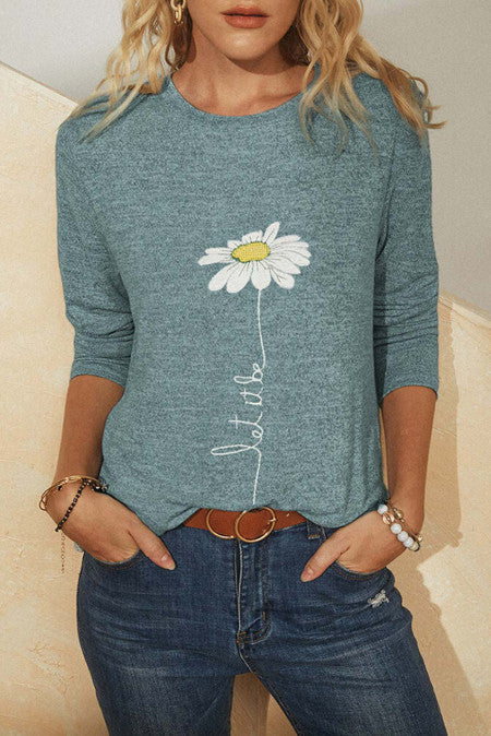 Med Let it Be Daisy Long Sleeve Top