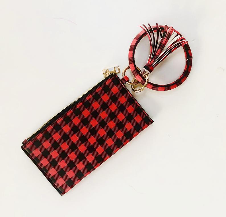 Plaid Clutch with wrist ring