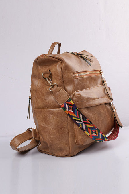 Brown Guitar Strap Backpack Bag