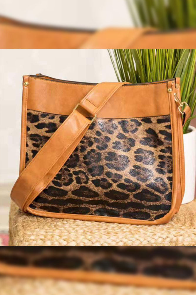 Leopard Cow Pattern Splicing Leather Crossbody Bags 562