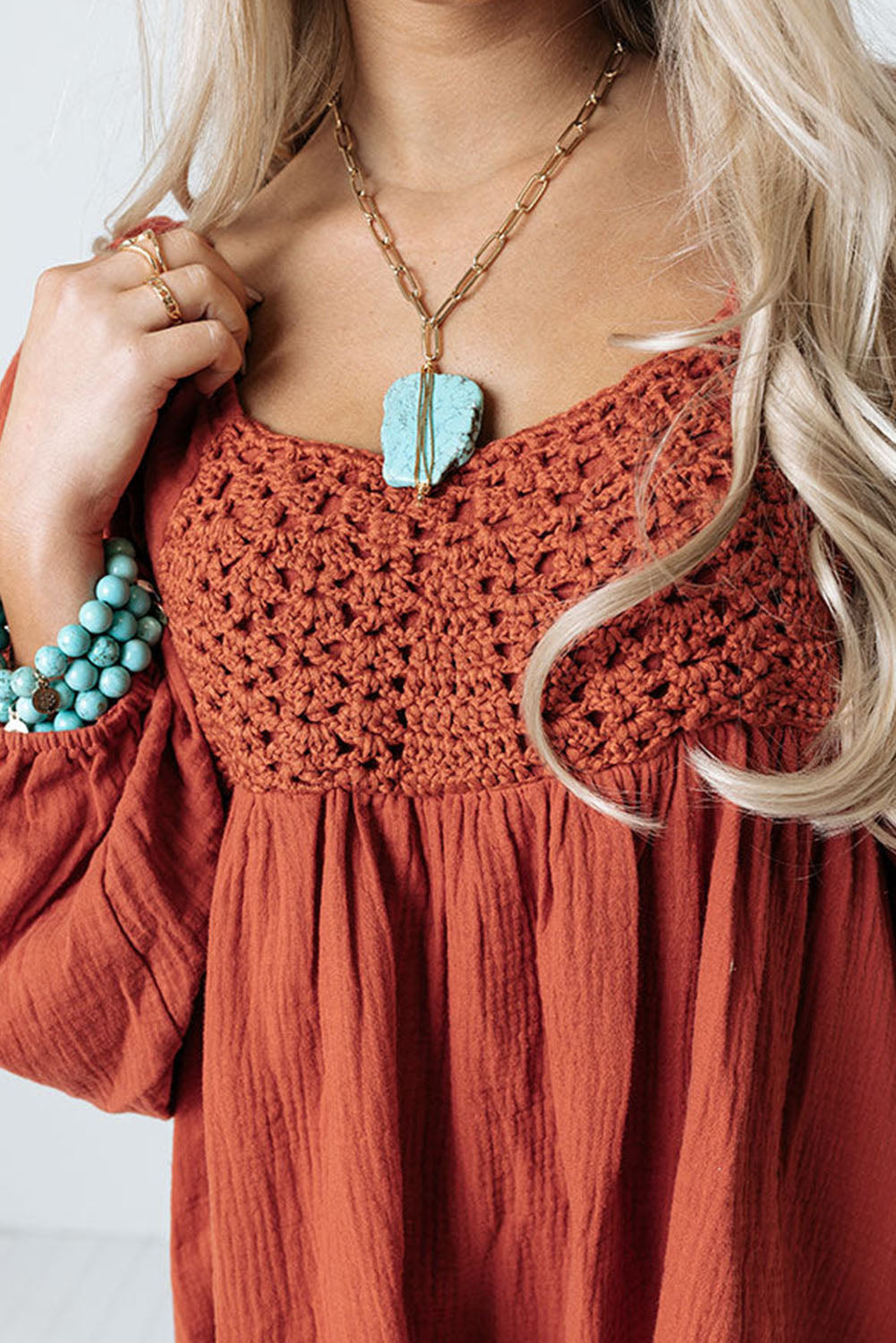 Textured Front Crochet Babydoll Dress Item NO.: 2596