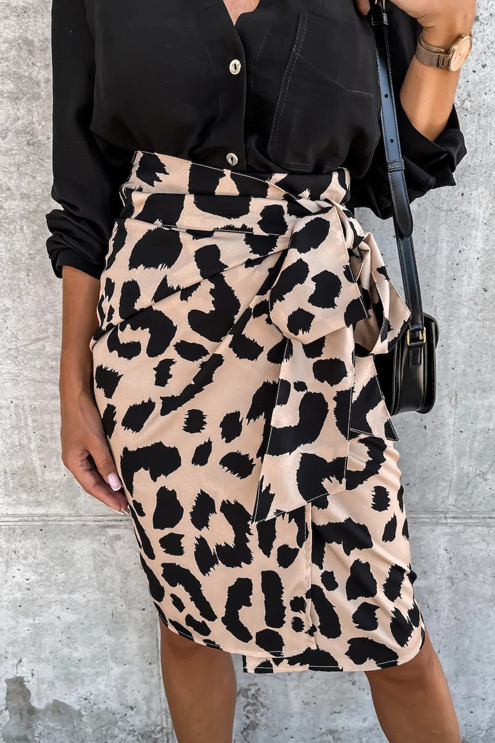 Leopard High Waist Skirt with Tie Item NO: 1194