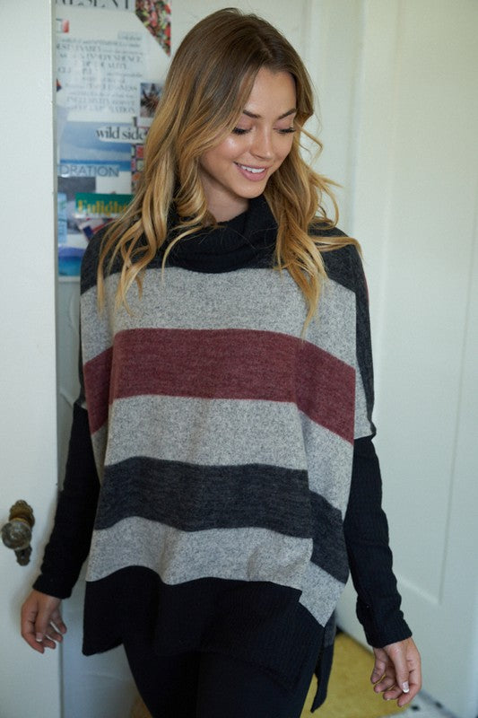 Long Sleeve Multi Color Stripe Knit Sweater